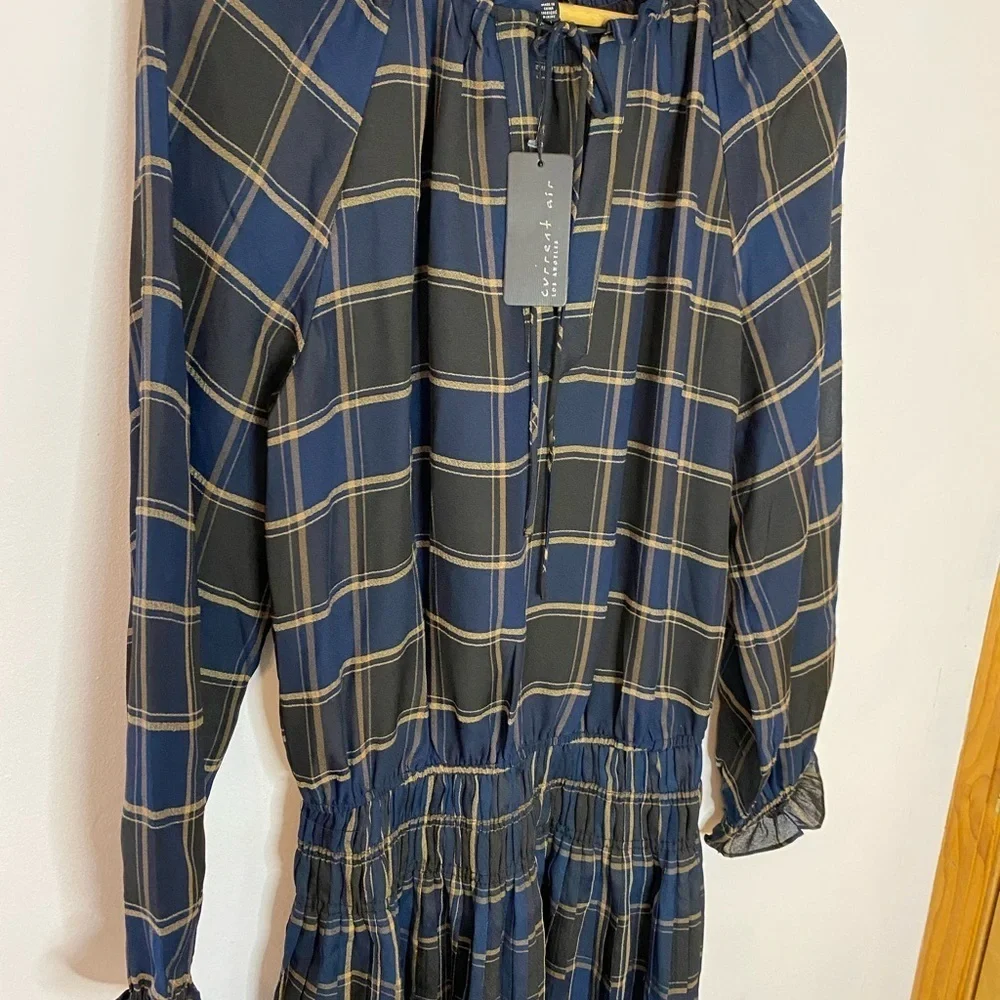 Current Air Los Angeles Prep School Plaid Pleated Long Sleeve Mini Dress - Picture 3 of 10